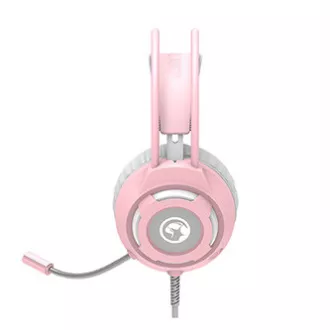 Marvo HG8936 fejhallgató mikrofonnal, vezetékes, rózsaszín, háttérvilágítás, 3,5 mm-es jack   USB
