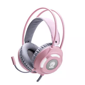 Marvo HG8936 fejhallgató mikrofonnal, vezetékes, rózsaszín, háttérvilágítás, 3,5 mm-es jack   USB