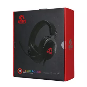Marvo HG9052 fejhallgató mikrofonnal, vezetékes, fekete, 7.1 (virtuális), piros háttérvilágítás, 7.1 (virtuális) USB típus