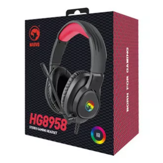 Marvo HG8958 fejhallgató mikrofonnal, vezetékes, fekete, játék, 3,5 mm-es jack   elosztó   USB
