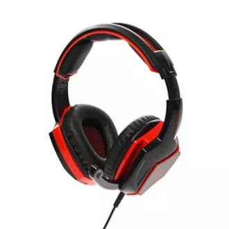 Red Fighter H2 játék headset mikrofonnal, vezetékes, fekete és piros, 2x 3,5 mm-es jack csatlakozóval