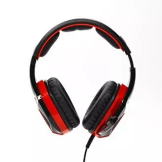 Red Fighter H2 játék headset mikrofonnal, vezetékes, fekete és piros, 2x 3,5 mm-es jack csatlakozóval