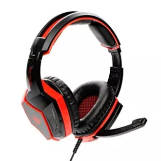 Red Fighter H2 játék headset mikrofonnal, vezetékes, fekete és piros, 2x 3,5 mm-es jack csatlakozóval