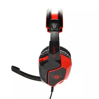 Red Fighter H2 játék headset mikrofonnal, vezetékes, fekete és piros, 2x 3,5 mm-es jack csatlakozóval