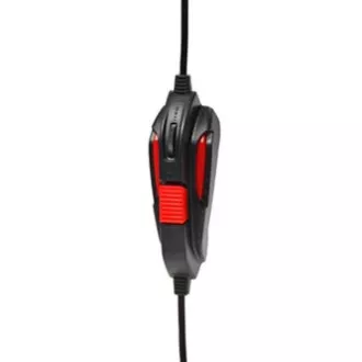 Red Fighter H2 játék headset mikrofonnal, vezetékes, fekete és piros, 2x 3,5 mm-es jack csatlakozóval