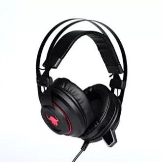 Red Fighter H3 fejhallgató mikrofonnal, vezetékes, fekete és piros, játék, háttérvilágítás, 2x 3,5 mm jack   USB
