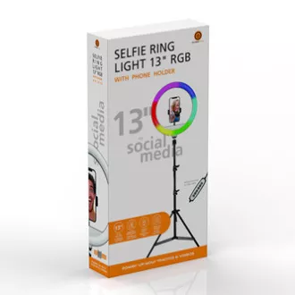 Powerton LIFE RING LIGHT, 13" kerek lámpa, szín és intenzitás beállítás, telefontartó és állvány, ELADÓ