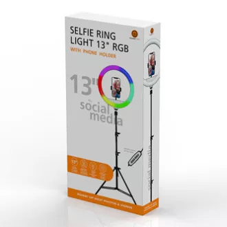 Powerton LIFE RING LIGHT, 13" kerek lámpa, szín és intenzitás beállítás, telefontartó és állvány, ELADÓ