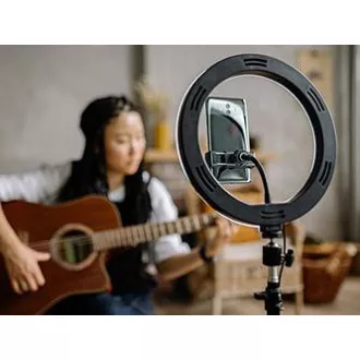 Powerton LIFE RING LIGHT, 13" kerek lámpa, szín és intenzitás beállítás, telefontartó és állvány, ELADÓ