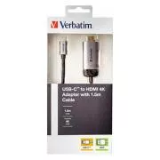 USB (3.1) hub 1 portos, 49144, szürke, kábel hossza 1,5 m, Verbatim, USB C HDMI adapterhez