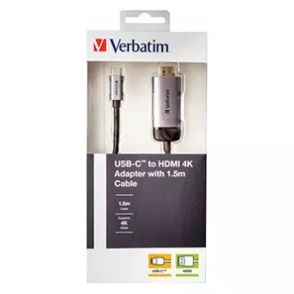 USB (3.1) hub 1 portos, 49144, szürke, kábel hossza 1,5 m, Verbatim, USB C HDMI adapterhez