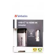 USB (3.1) hub 1 port, 49143, szürke, kábel hossza 10cm, Verbatim, 1x HDMI