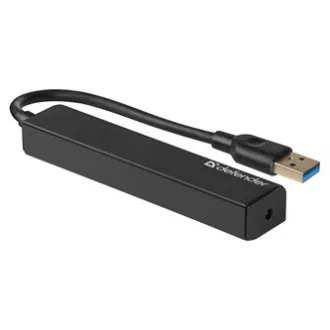 USB (3.0) HUB 4 portos, Quadro Express, fekete, Defender, kompakt.