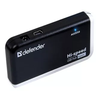USB (2.0) hub 4 portos, Quadro Infix, fekete-szürke, Defender, LED-es kijelző, kompakt. USB (2.0) hub 4 portos, Quadro Infix, fekete-szürke, Defender, LED-es kijelző, kompakt.