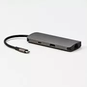 USB 3.1 Type-C dokkolóállomás szürke, teljesen új, HDMI, RJ45, microSD, USB C (PD), 2x USB3.0