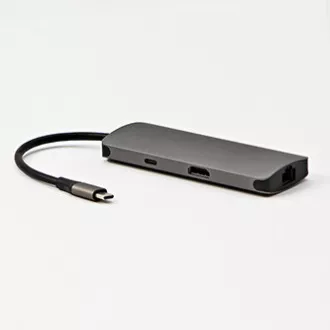 USB 3.1 Type-C dokkolóállomás szürke, teljesen új, HDMI, RJ45, microSD, USB C (PD), 2x USB3.0