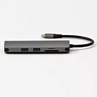 USB 3.1 Type-C dokkolóállomás szürke, teljesen új, HDMI, RJ45, microSD, USB C (PD), 2x USB3.0