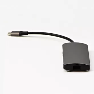 USB 3.1 Type-C dokkolóállomás szürke, teljesen új, HDMI, RJ45, microSD, USB C (PD), 2x USB3.0