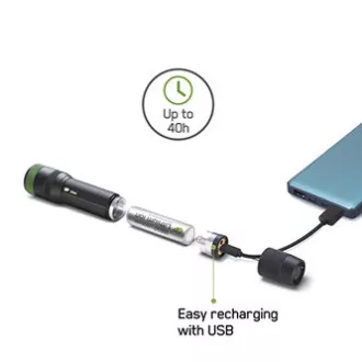LED zseblámpa, Li-Ion 3,7V/2500mAh, fém, fekete, 650lm, CR41