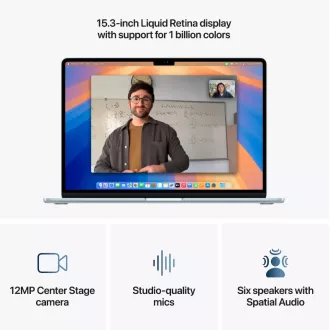Apple MacBook Air 15.3" 2880x1864/10C M4/10C GPU/16GB/256GB_SSD/US/silver (2025) amerikai verzió billentyűzet