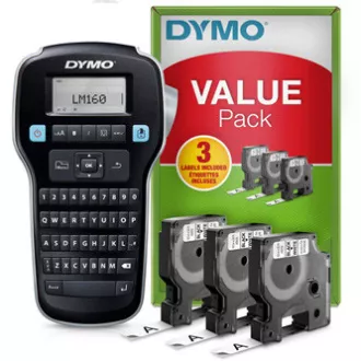 Dymo öntapadós címkenyomtató, LabelManager 160, PROMO 3x szalag D1 12mm x 7m