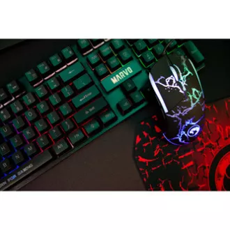 Marvo CM409 HU billentyűzet szett vezetékes (USB) US, fekete, gaming egérrel, egérpaddal és fejhallgatóval, gaming, membrános háttérvilágítással