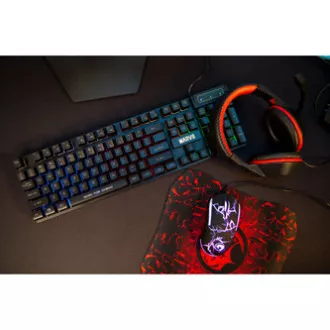 Marvo CM409 HU billentyűzet szett vezetékes (USB) US, fekete, gaming egérrel, egérpaddal és fejhallgatóval, gaming, membrános háttérvilágítással