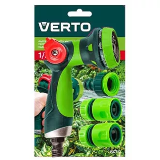 Verto pisztolyos permetező készlet (8 funkció), 2 gyorscsatlakozóval és csapra szerelhető csatlakozóval, 1/2", zöld, 15G712