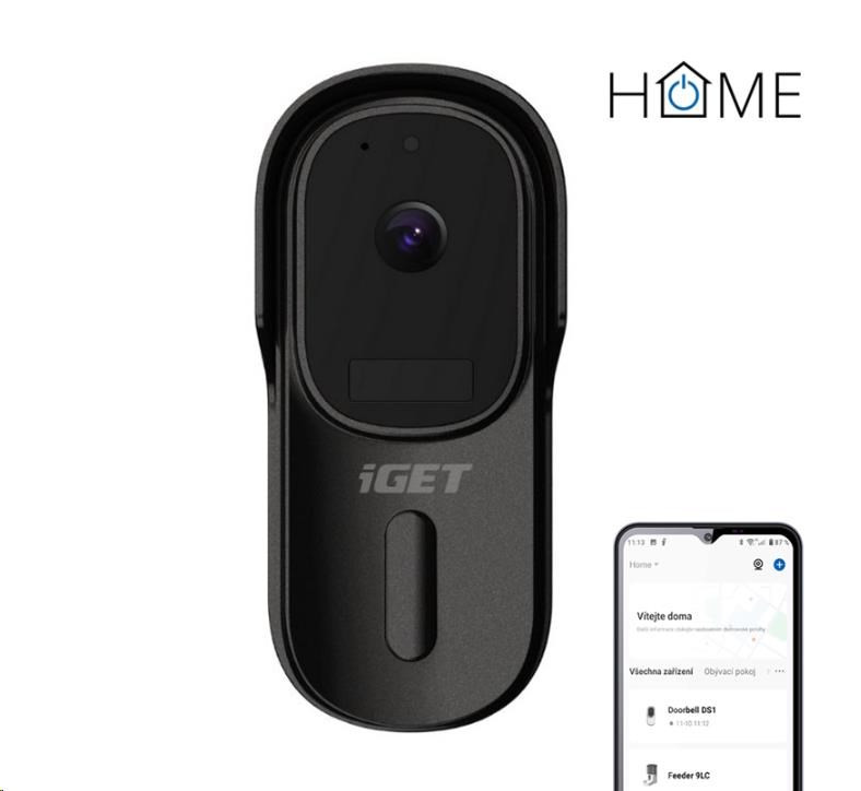 iGET HOME Doorbell DS1 Black - akkumulátoros WiFi videó kaputelefon FullHD videó- és hangátvitellel