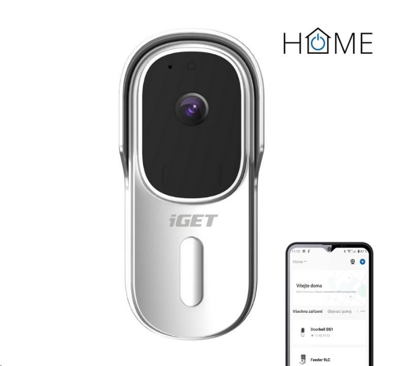 iGET HOME Doorbell DS1 White - akkumulátoros WiFi videó kaputelefon FullHD videó- és hangátvitellel