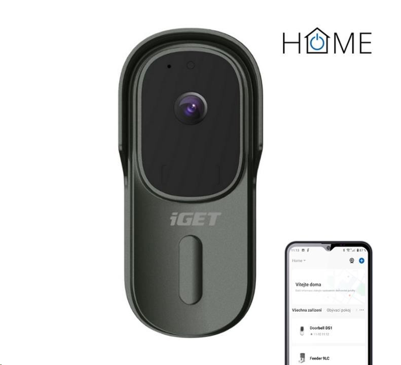 iGET HOME Doorbell DS1 Anthracite - akkumulátoros WiFi videó kaputelefon FullHD videó- és hangátvite