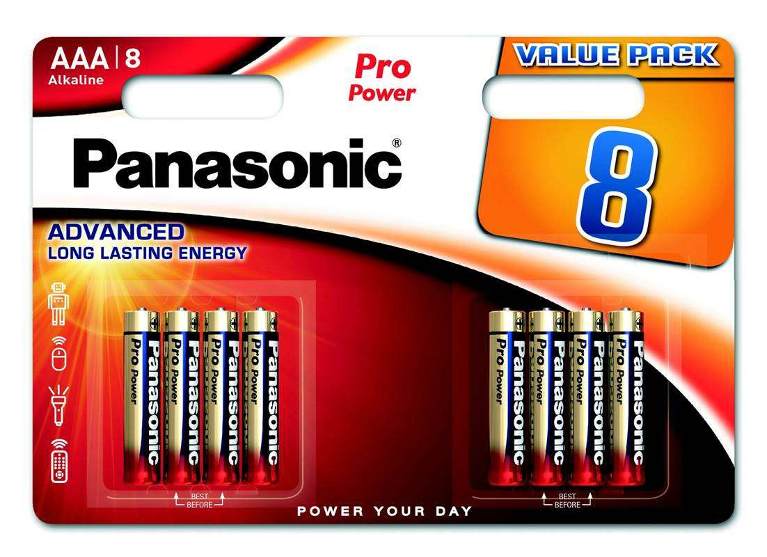 PANASONIC alkáli elemek - Pro Power AAA 4 4F 1, 5V csomag - 8db