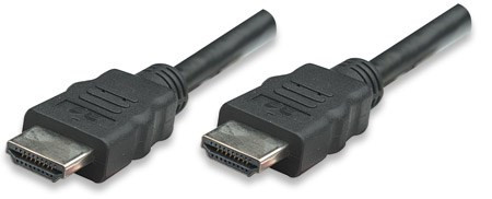 MANHATTAN HDMI kábel Ethernet, árnyékolt, 1m, Fekete