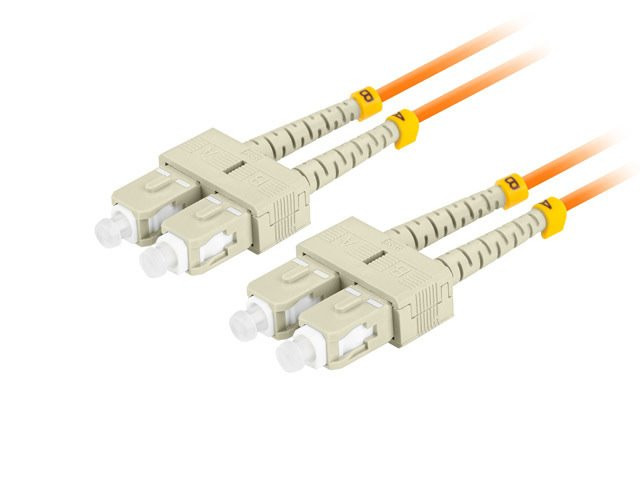 LANBERG optikai patch kábel MM SC/UPC-SC/UPC duplex 2m LSZH OM2 50/125 átmérő 3mm, narancssárga színben
