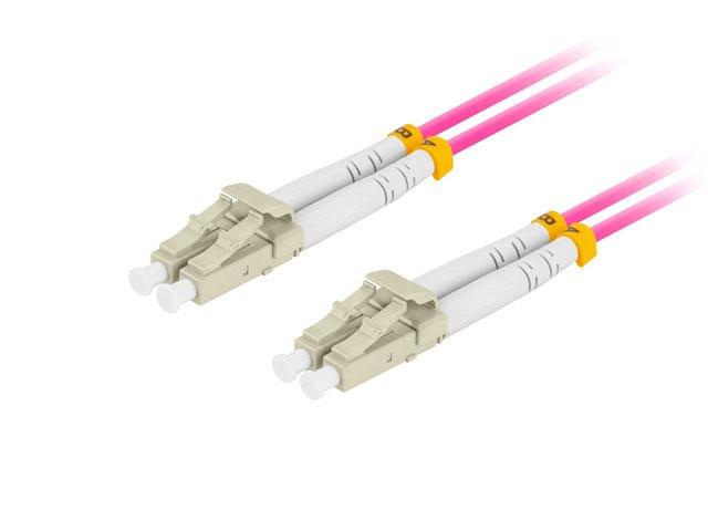 LANBERG optikai patch kábel MM LC/UPC-LC/UPC duplex 1m LSZH OM4 50/125 átmérő 3mm, magenta színben