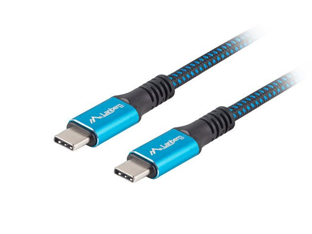 Lanberg USB-C M/M 4.0 kábel 0.5m 100W 8K 30Hz kék-fekete