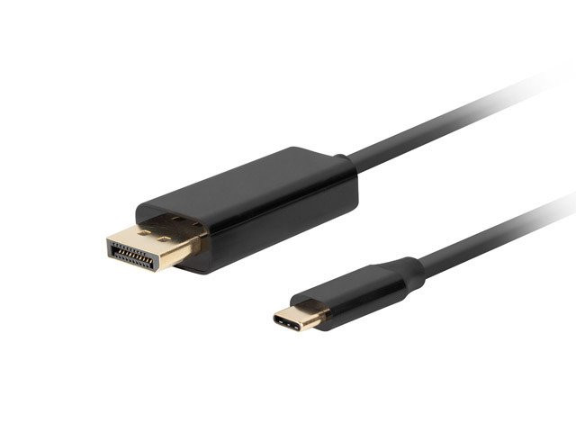 Lanberg USB-C(M)->DisplayPort(M) kábel 0.5m 4K 60Hz fekete