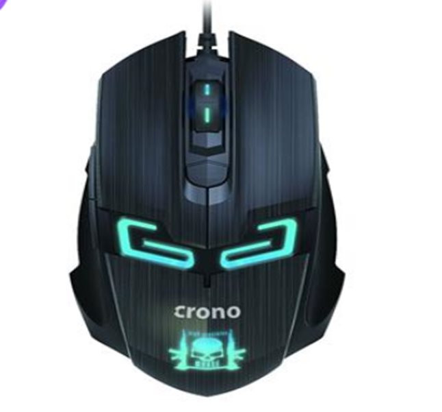 Crono CM647 - optikai játék egér, USB csatlakozó, felbontás 800/1200/1600 DPI , kék háttérvilágítás