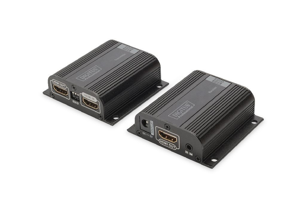 Digitus HDMI Extender Kit, 50 m hálózati kábelen keresztül (CAT 6 / 6a / 7), EDID, 1x HDMI Loop out, FHD, 1080p