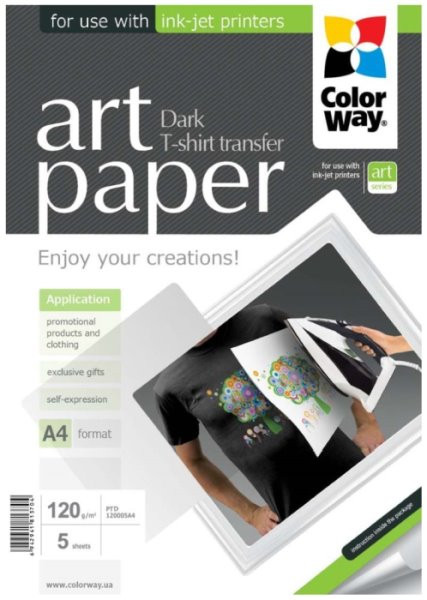 COLORWAY vasalható papír/ ART/ textil/ 120g/m2, A4/ 5 db