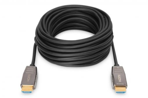 Digitus HDMI AOC hibrid optikai kábel, A típus M/M, 10m, UHD 8K@60Hz, CE, arany, kék