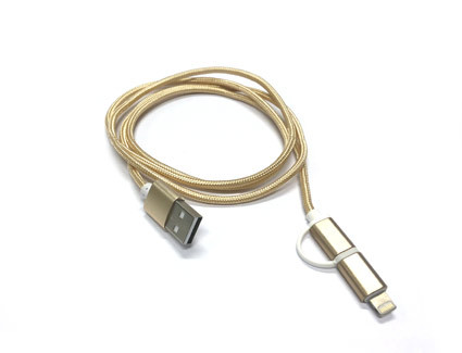 Crono USB 2.0/ micro USB Lightning kábel, 1m, arany színű