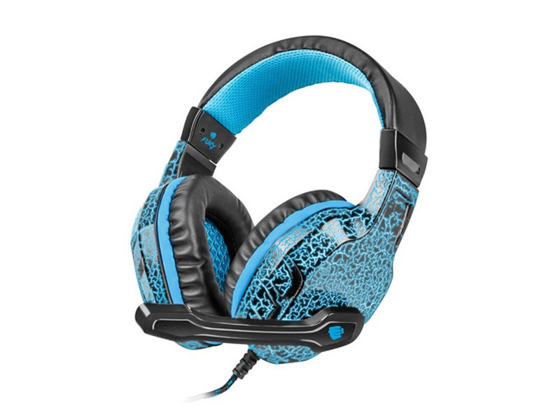 Fury Gaming headset mikrofonnal Hellcat, vezetékes, kék háttérvilágítás, 3.5mm-es jack csatlakozó, kábel hossza 2m, fekete
