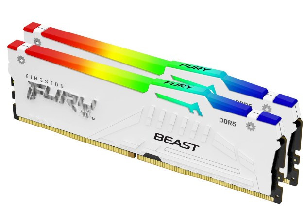 KINGSTON DDR5 32GB DIMM (2 darabos készlet) 6000MT/s CL40 FURY Beast White RGB XMP