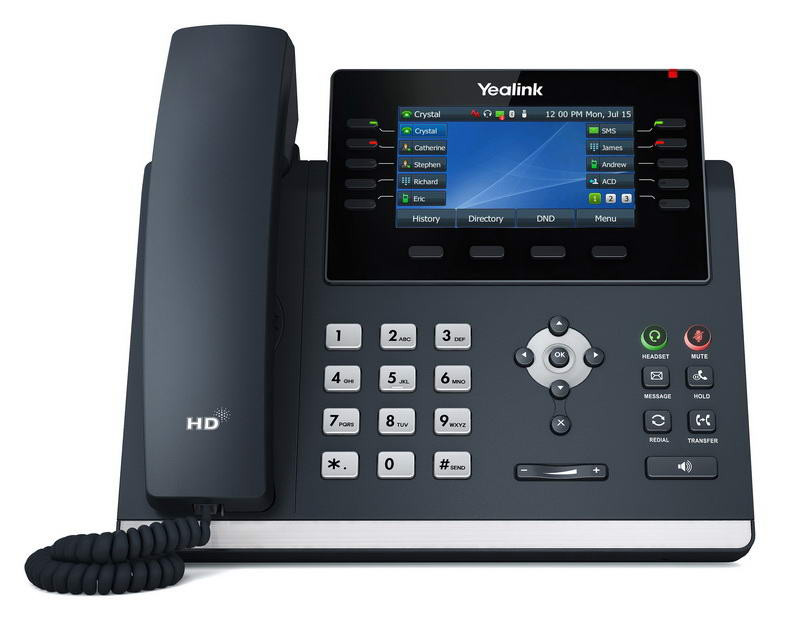 Yealink SIP-T46U SIP telefon, PoE, 4,3" 480x272 LCD kijelző, 27 vonal, 2xUSB, Gigabites