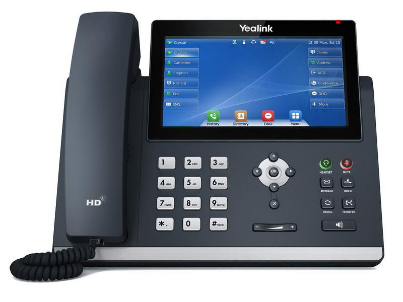 Yealink SIP-T48U SIP telefon, PoE, 7" 800x480 LCD kijelző, 29 vonal, 2xUSB, GigE