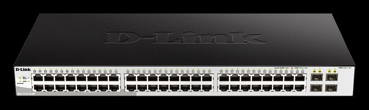 D-Link DGS-1210-52/ME/E 48 portos 10/100/1000BASE-T 4 portos 1 Gbps SFP portos Metro Ethernet hálózat