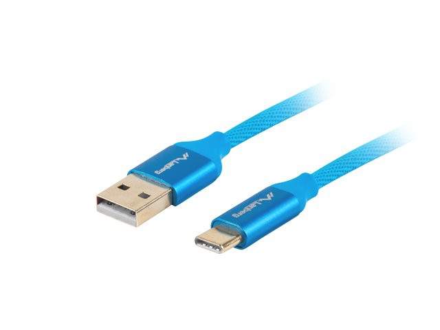 LANBERG USB-C (M) - USB-A (M) 2.0 kábel 0,5m, kék
