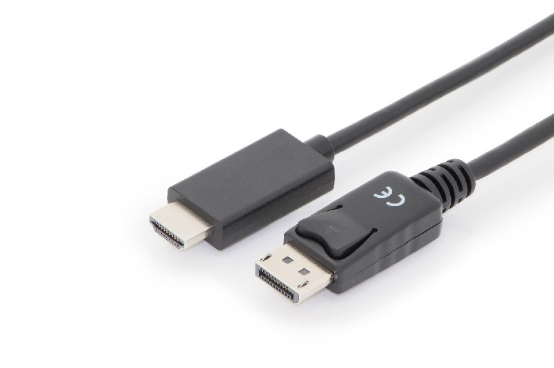 Digitus kábel adapter DisplayPort, DP - HDMI Type A, M/M, 2,0 m, blokkolással, DP 1.2_HDMI 2.0, 4K / 60Hz, CE, bl