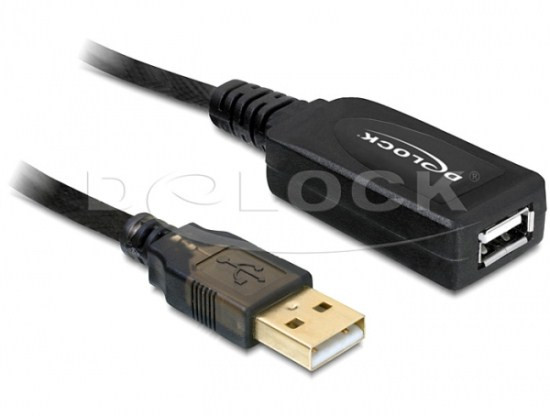 Delock USB 2.0 kábel, A-A férfi/női hosszabbító 20m, aktív